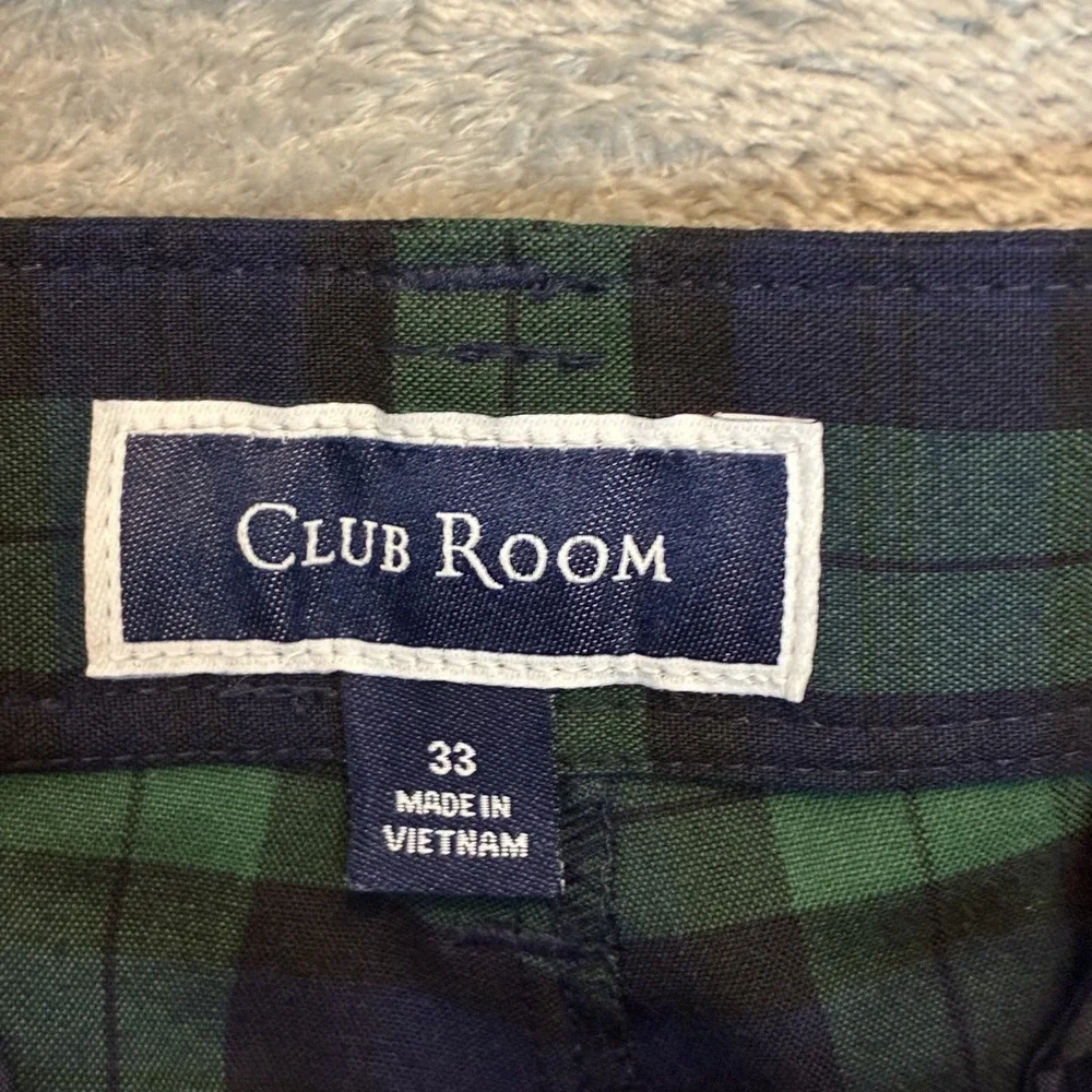 Club Room Men Black Watch Plaid Chino Short 33 Preppy Ivy League Old Money